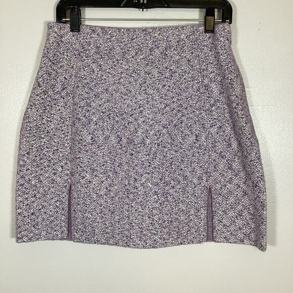 Paris Atelier & Other Stories Tweed Wool Lavender Mini Skirt Medium Sparkle Twee - Picture 2 of 9